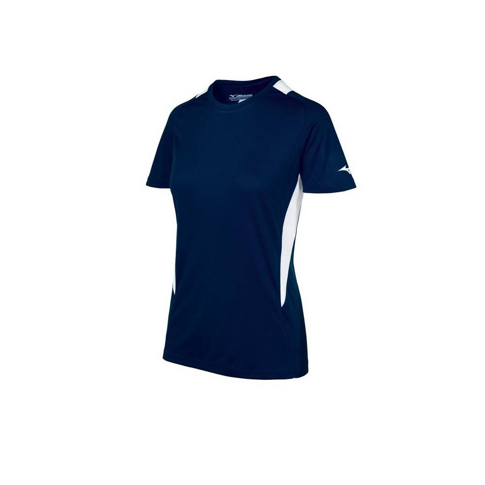 Mizuno Crew Neck Női Mezek Sötétkék/Fehér PLB852734